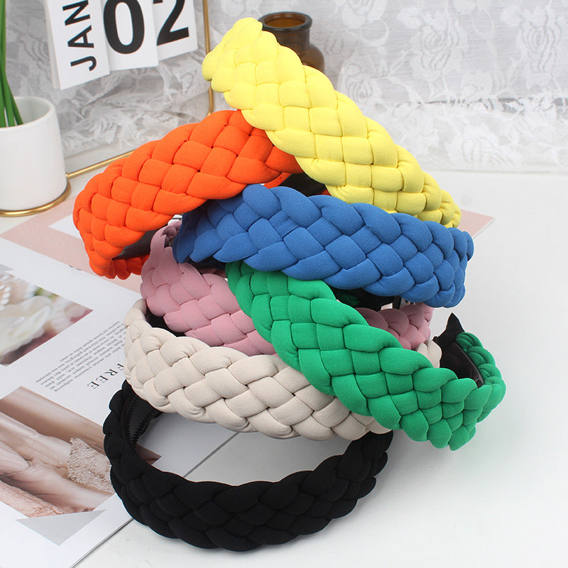 Wholesale Twist Braid Wide-brimmed Hairband Solid Color Headband
